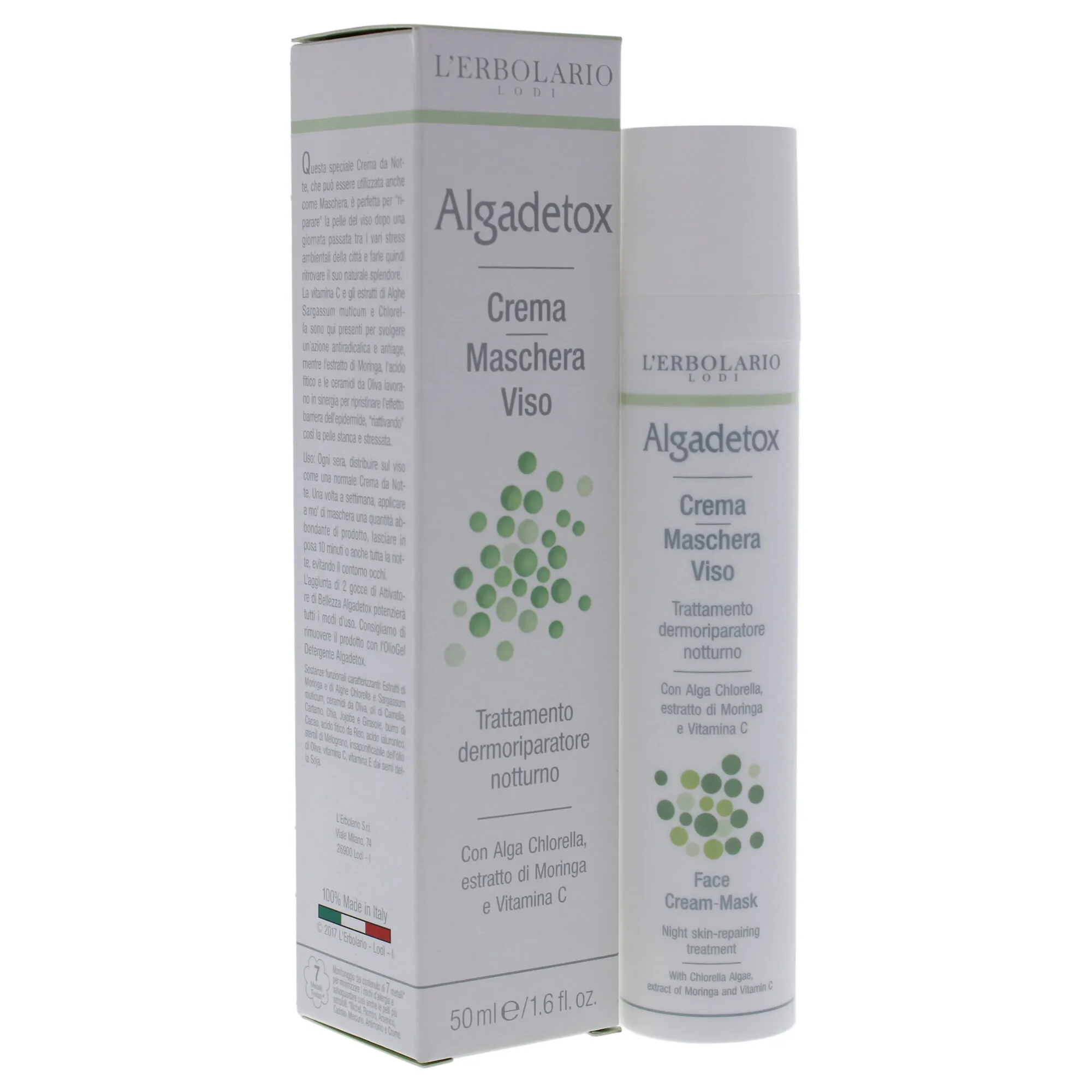 Algadetox Face Night Cream Mask by LErbolario for Unisex - 1.6 oz Cream