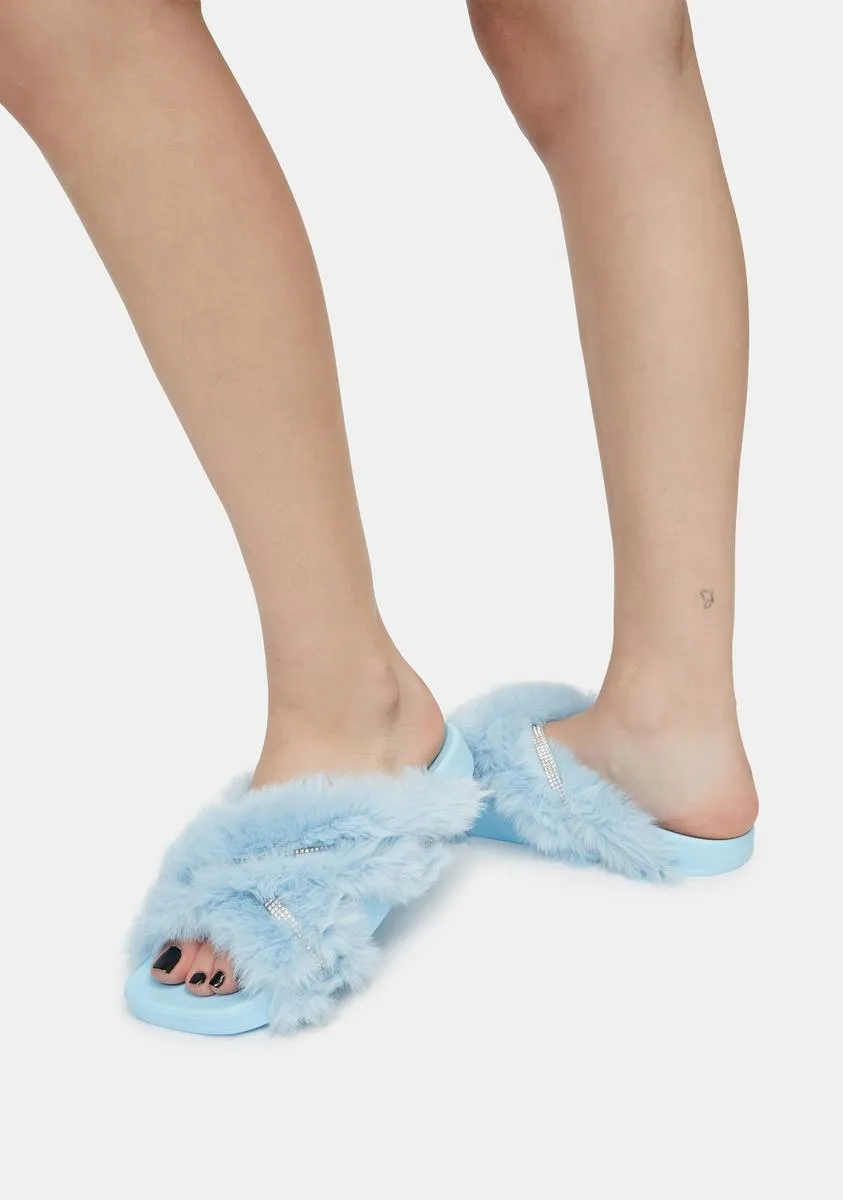 Aqua Doing Too Much Faux Fur Slide Sandals-