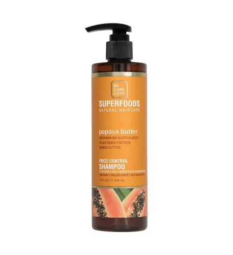 Be Care Love Superfoods Frizz Control Shampoo, Papaya Butter, 12oz