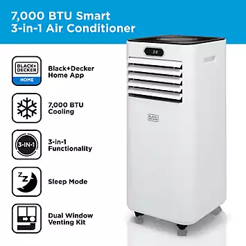 Black and Decker Smart 3-in-1 Air Conditioner 7000 BTU with 2 Window Kits | Kaleidoscope