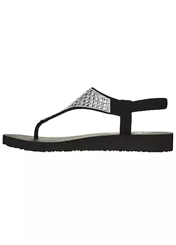 Black Meditation Rockstar Sandals by Skechers | Look Again