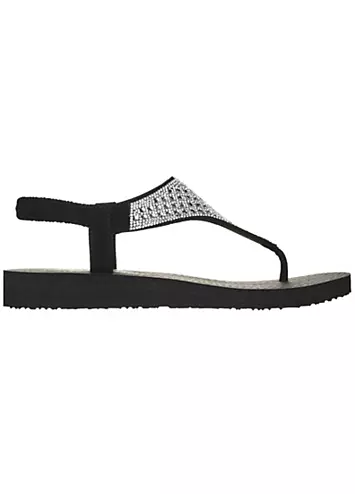 Black Meditation Rockstar Sandals by Skechers | Look Again