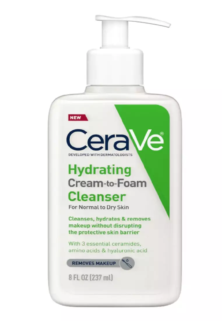 CeraVe Hydrating Cream-to-Foam Face Cleanser,Normal to Dry Skin 355ML