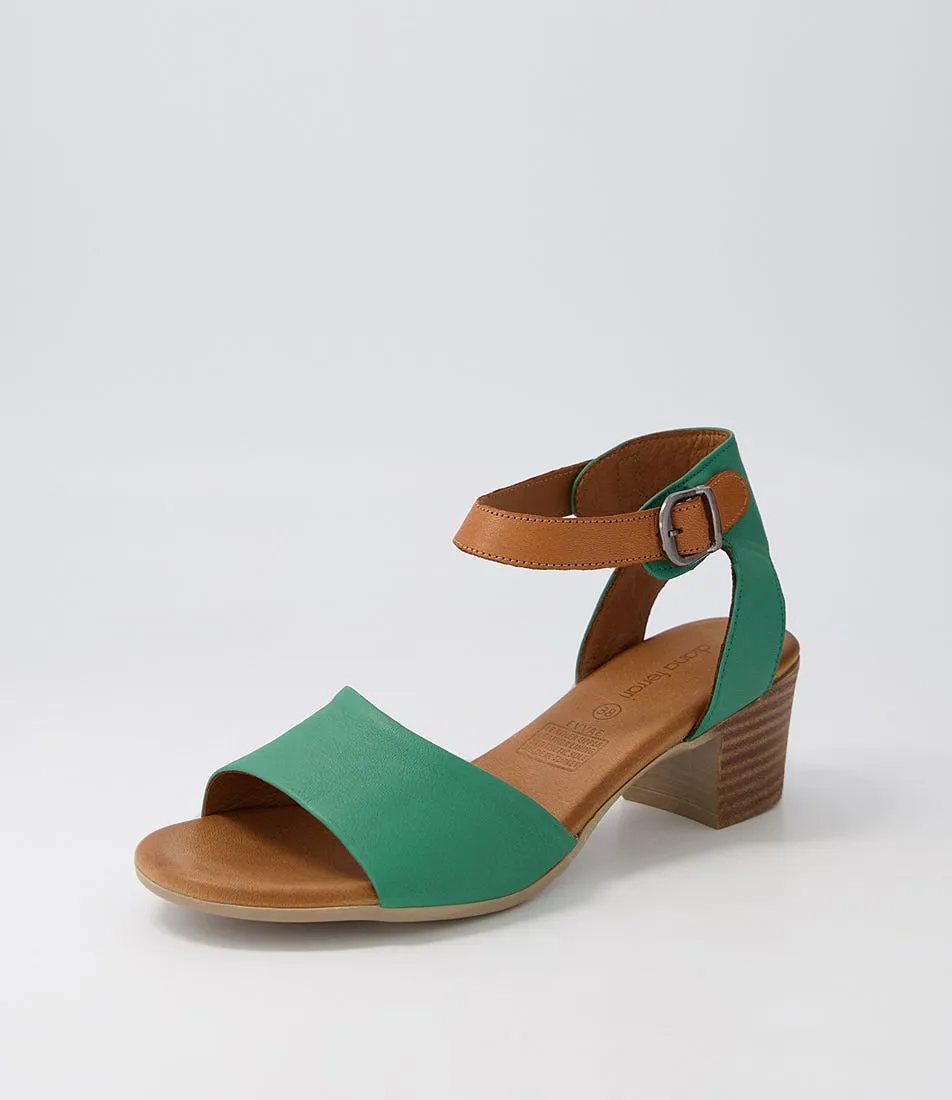 DIANA FERRARI Evvae Emerald Tan Leather Sandals