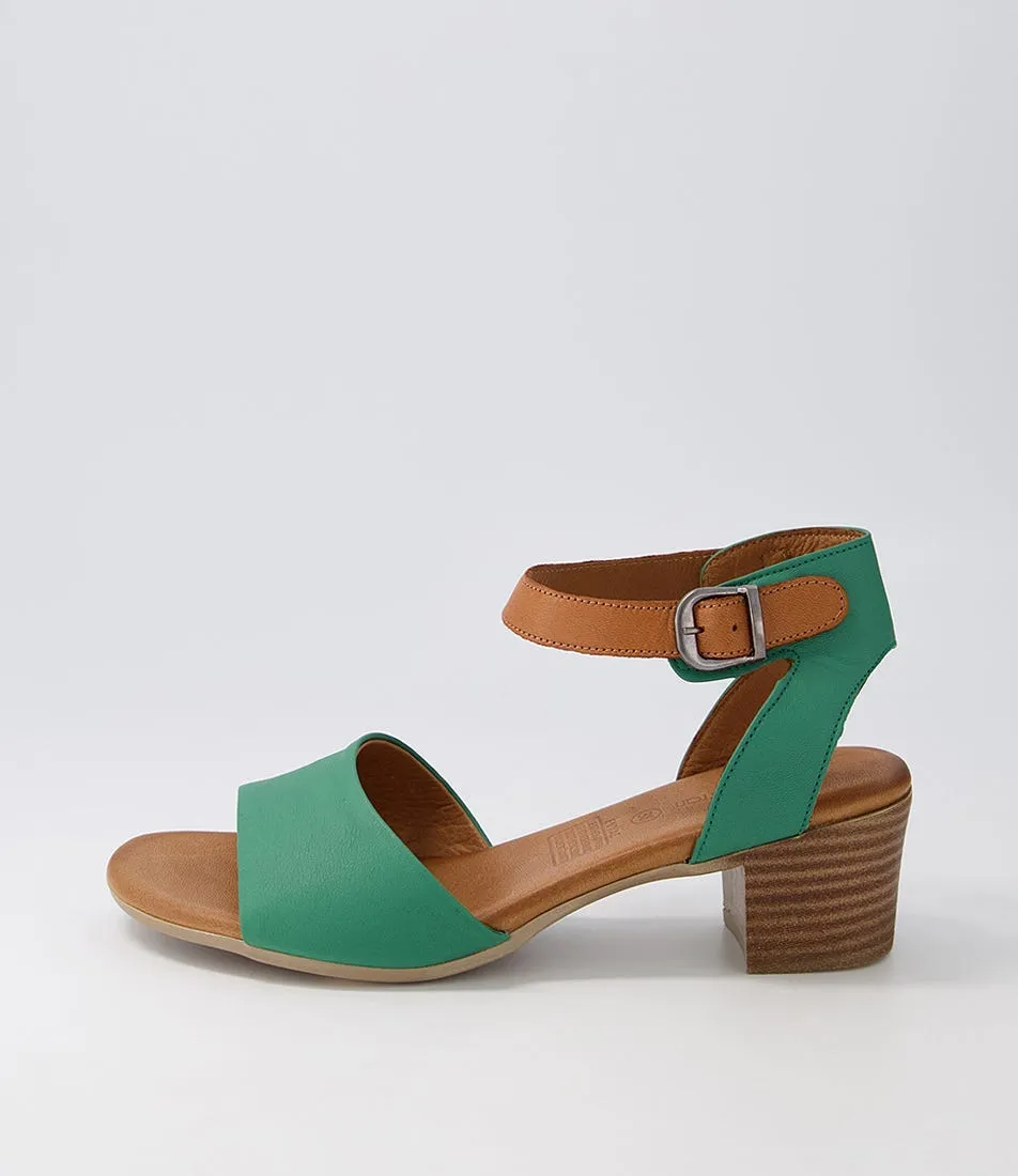 DIANA FERRARI Evvae Emerald Tan Leather Sandals