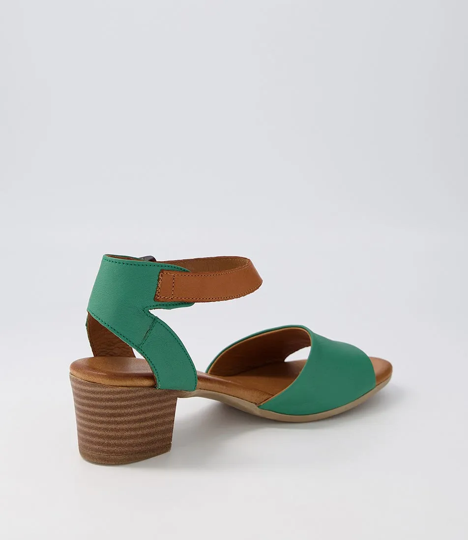 DIANA FERRARI Evvae Emerald Tan Leather Sandals