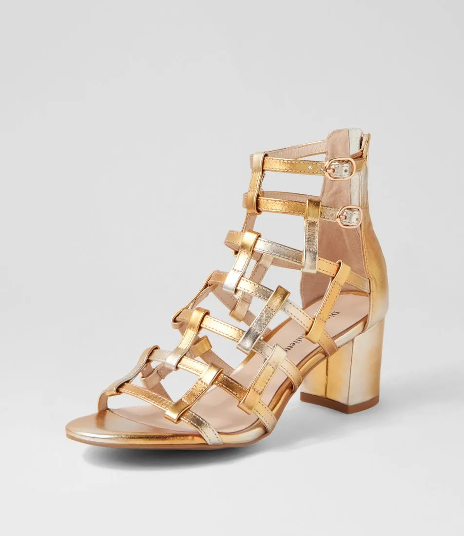 DJANGO & JULIETTE Ebbie Gold Mix Leather Sandals