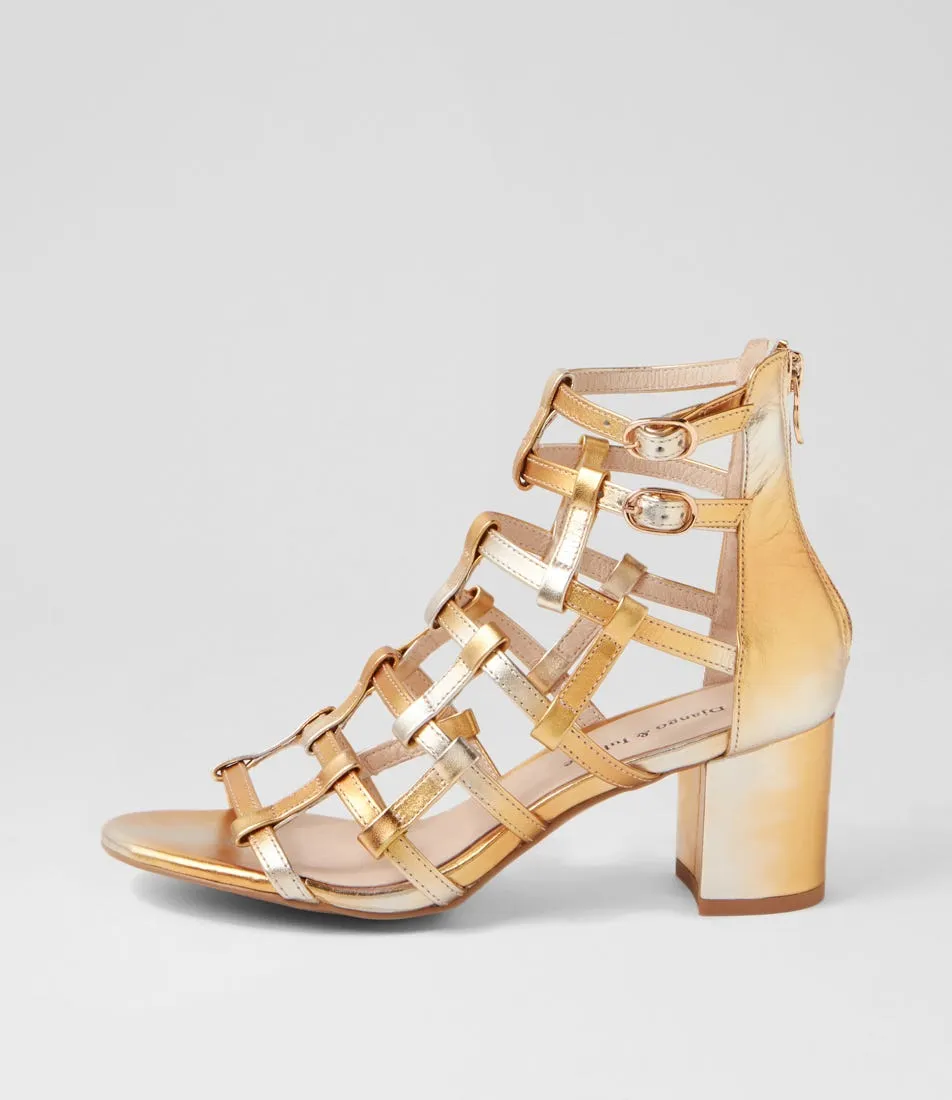 DJANGO & JULIETTE Ebbie Gold Mix Leather Sandals