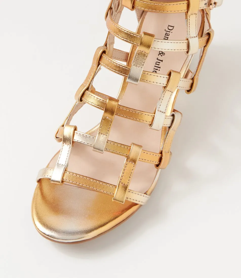 DJANGO & JULIETTE Ebbie Gold Mix Leather Sandals