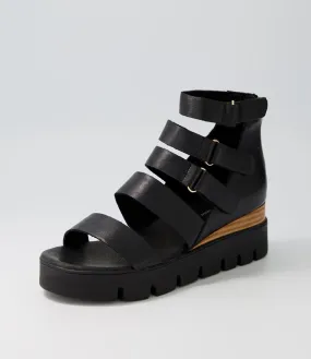 DJANGO & JULIETTE Raafe Black Natural Leather Sole Sandals