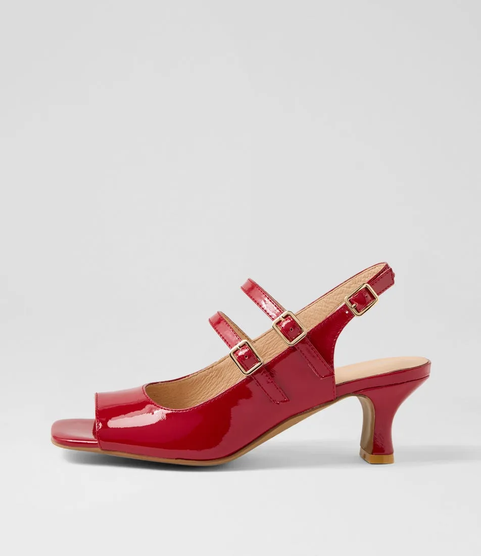 DJANGO & JULIETTE Umill Dark Red Patent Leather Sandals