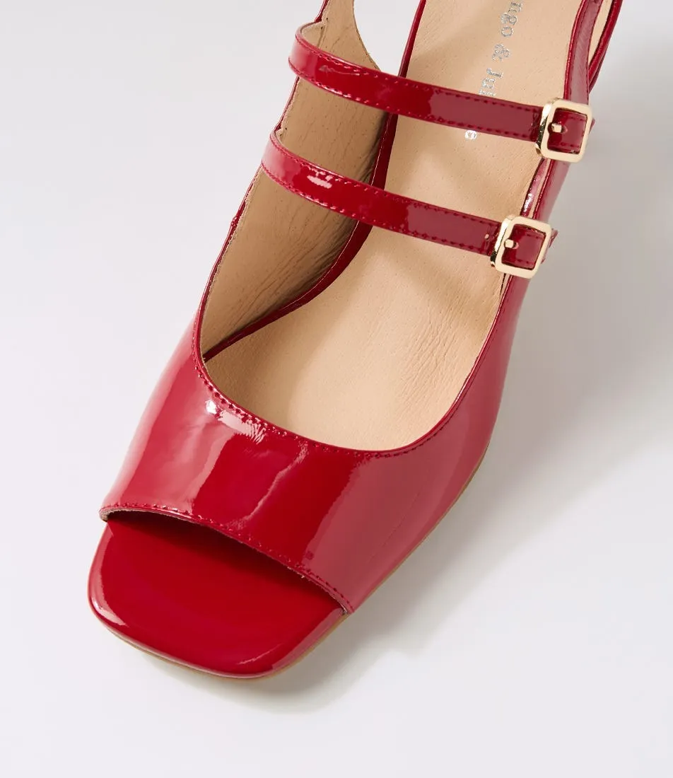 DJANGO & JULIETTE Umill Dark Red Patent Leather Sandals