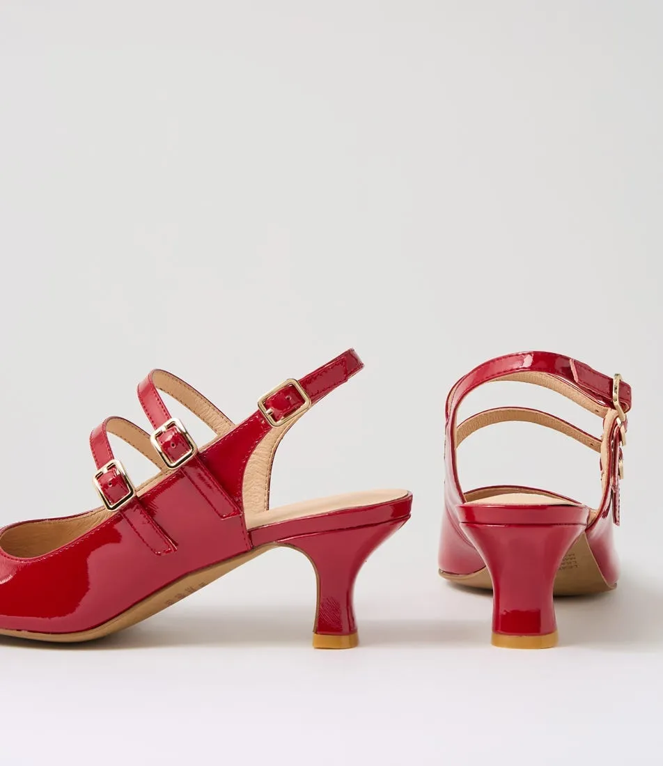 DJANGO & JULIETTE Umill Dark Red Patent Leather Sandals