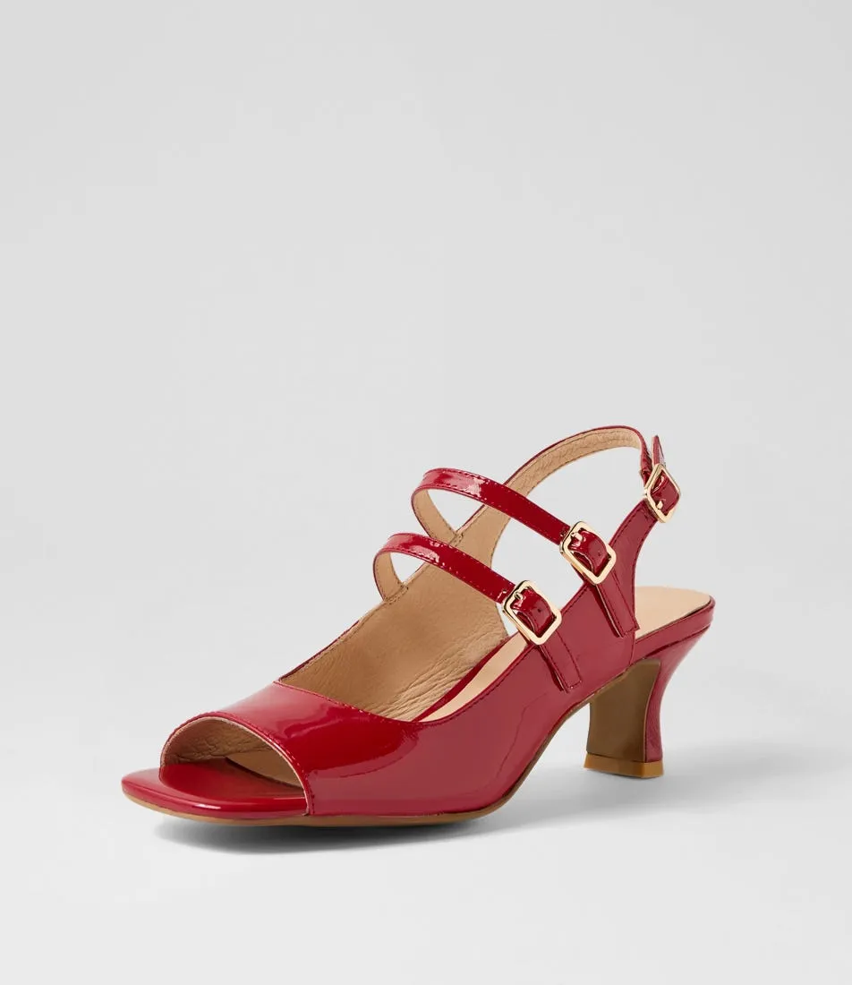 DJANGO & JULIETTE Umill Dark Red Patent Leather Sandals