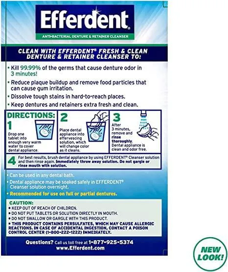 Efferdent Fresh & Clean Denture & Retainer Cleanser 44ct