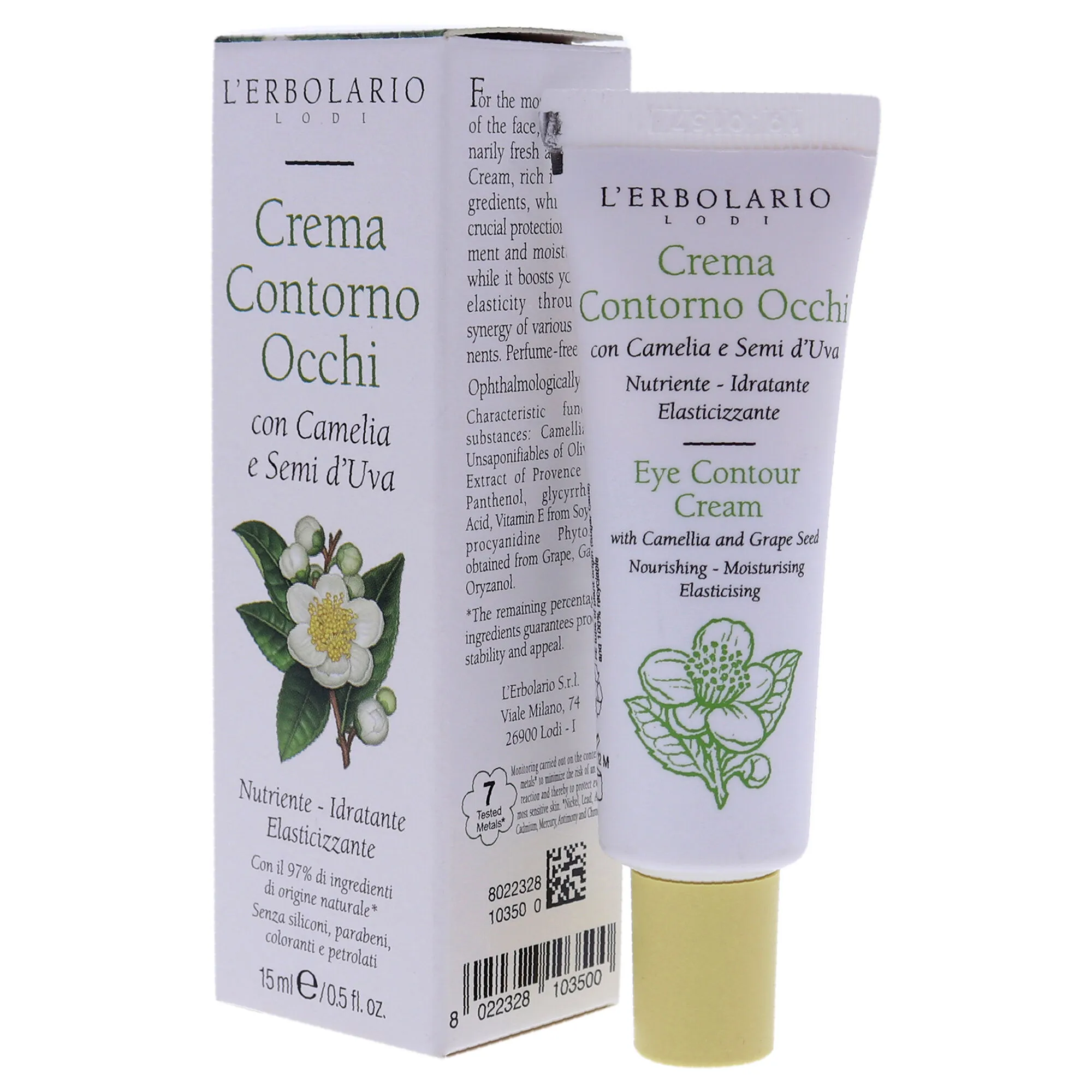 Eye Contour Cream with Camelia and Grape Seed by LErbolario for Unisex - 0.5 oz Cream