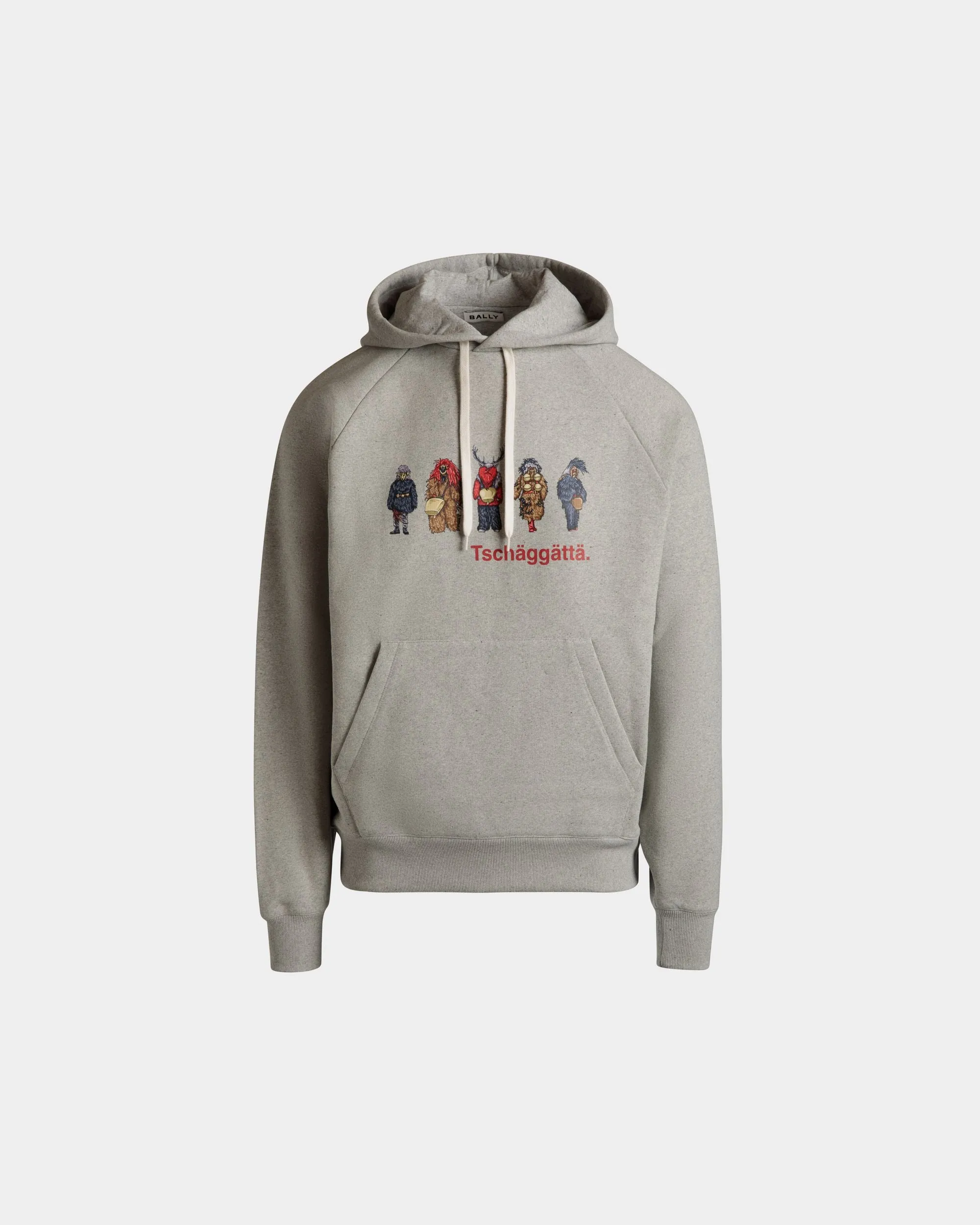 Hoodie With Forest Mask In Grey Melange Cotton 