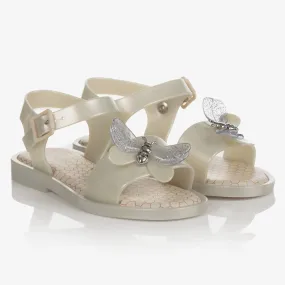 Junior Girls Ivory Pearl Bugs Jelly Sandals