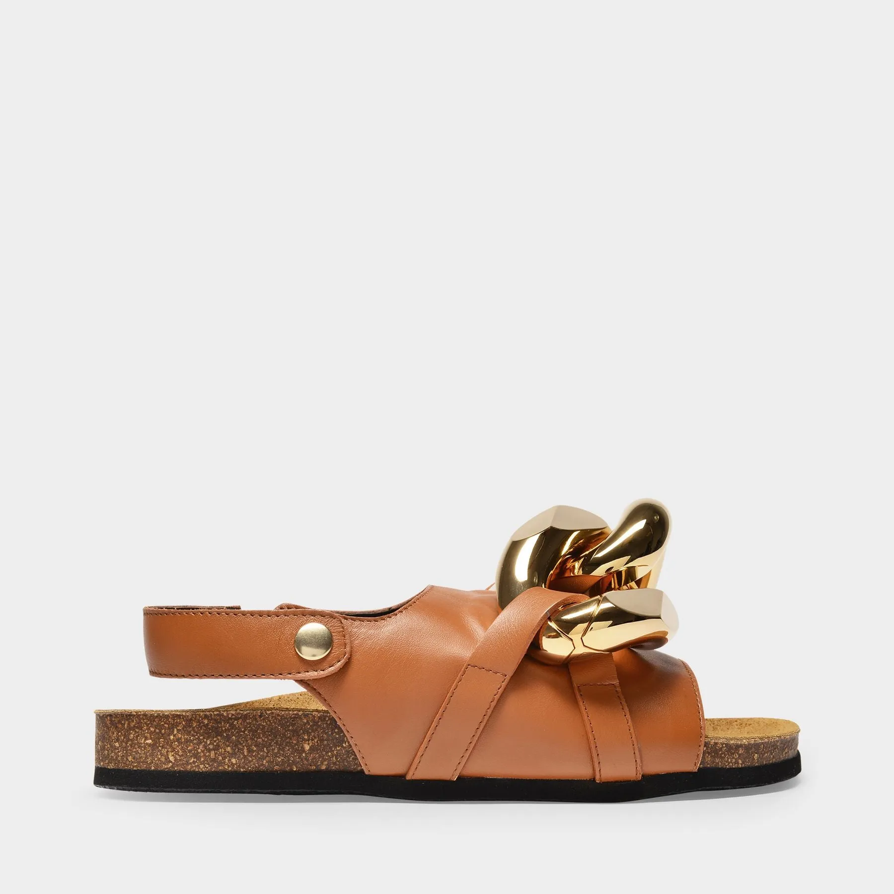 J.W. Anderson  Chain-Link Sandals in Brown Leather