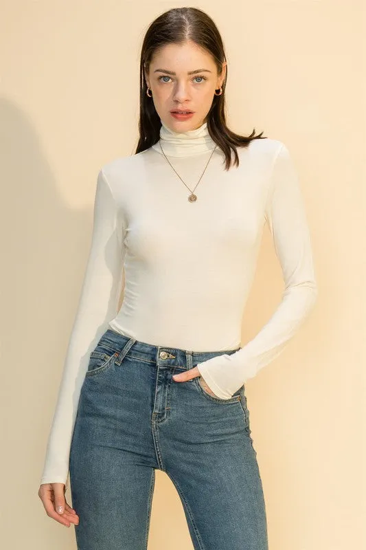 Kelusa Long Sleeve Turtleneck Body Suit - Cream