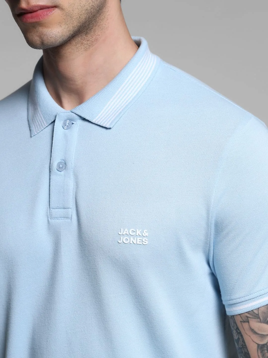 Light Blue Logo Print Polo