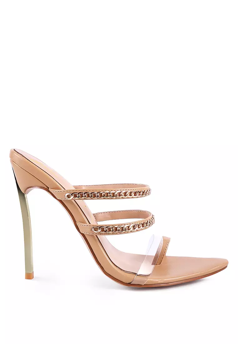 London Rag Latte High Heeled Toe Ring Sandals