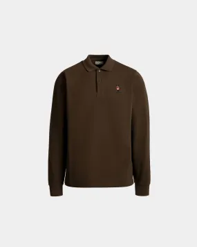 Long Sleeve Polo With Forest Mask In Brown Cotton 