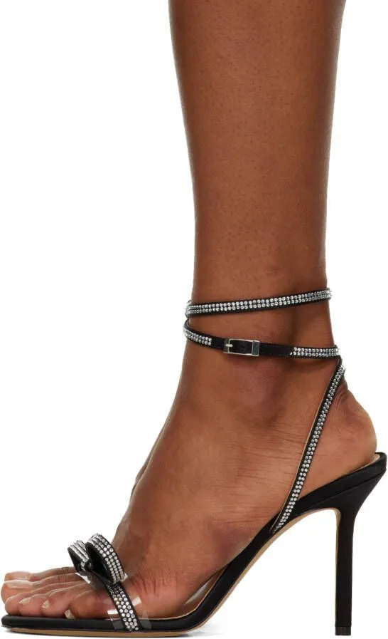 MACH & MACH Black French Bow 95 Heeled Sandals