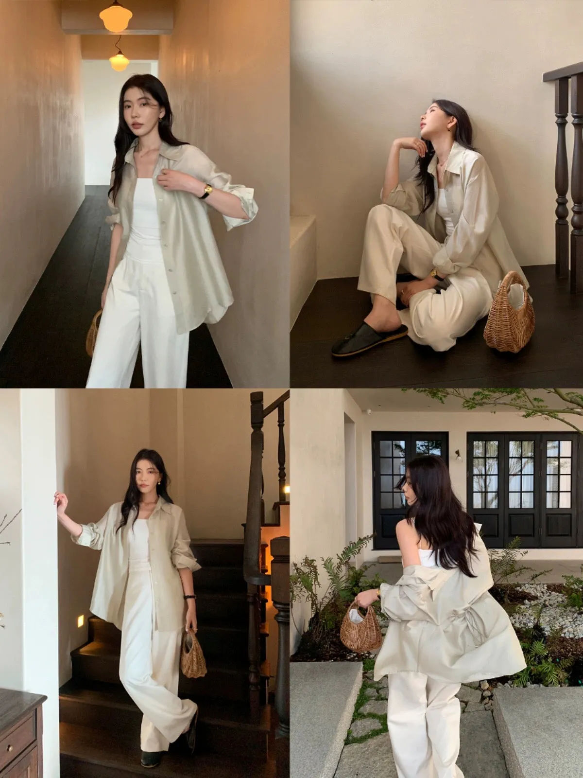 pusumede white long-sleeved sunscreen shirt for women summer lapel strap niche casual versatile loose top