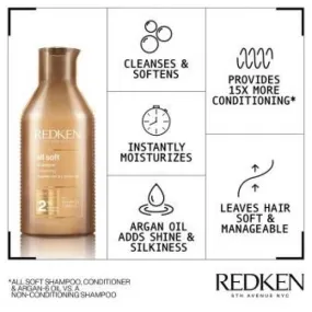 Redken All Soft Moisturising Hydrating Shampoo 300ML