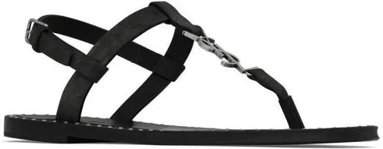 Saint Laurent Cassandra logo-plaque sandals Black