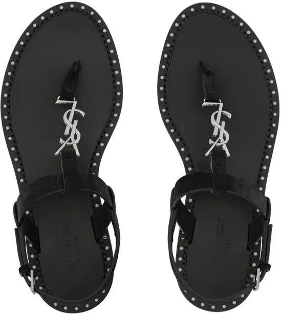 Saint Laurent Cassandra logo-plaque sandals Black