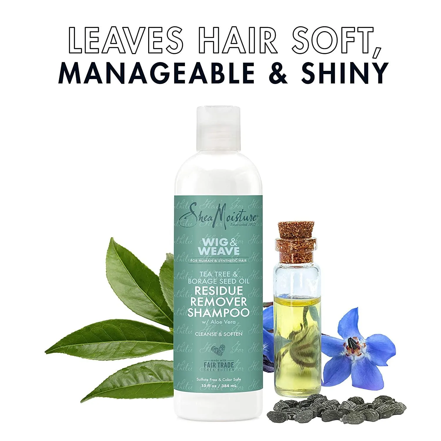 Shea Moisture Residue Remover Shampoo for Synthetic and Natural Hair, Tea Tree and Borage Seed, Sulfate Free Clarifying Shampoo,