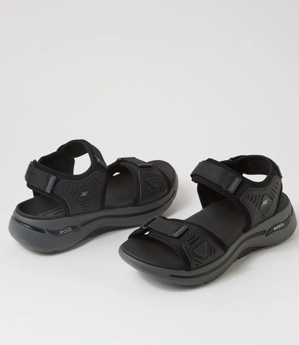 SKECHERS Go Walk Arch Fit Black Charcoal Sandals