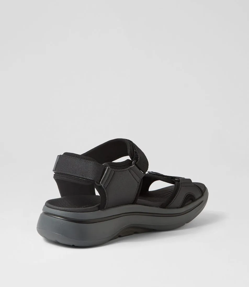 SKECHERS Go Walk Arch Fit Black Charcoal Sandals