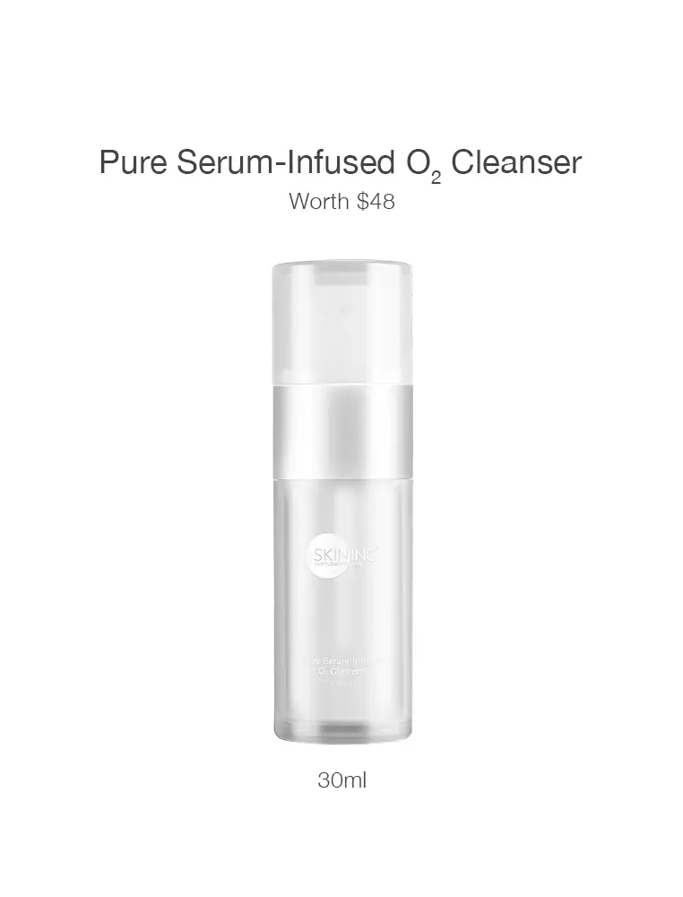 Skin Inc Skin Inc Pure Serum-Infused O2 Cleanser, 30ml - World's First One-Step Oxy-Bubble-to-Cream Gel Double Cleanser