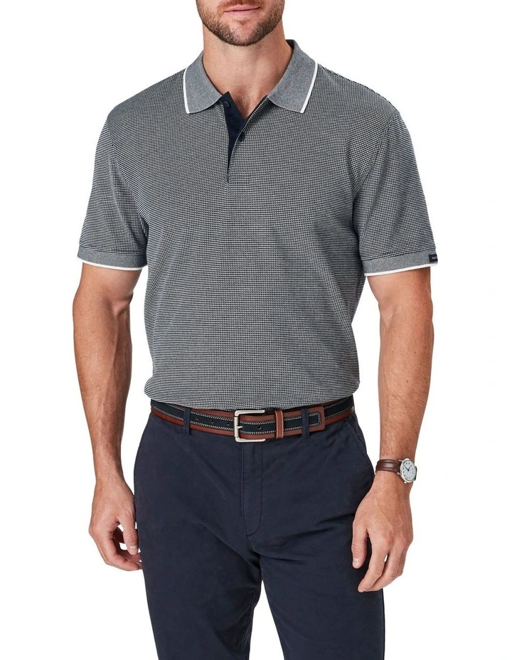 Smart Jacquard Polo in Navy