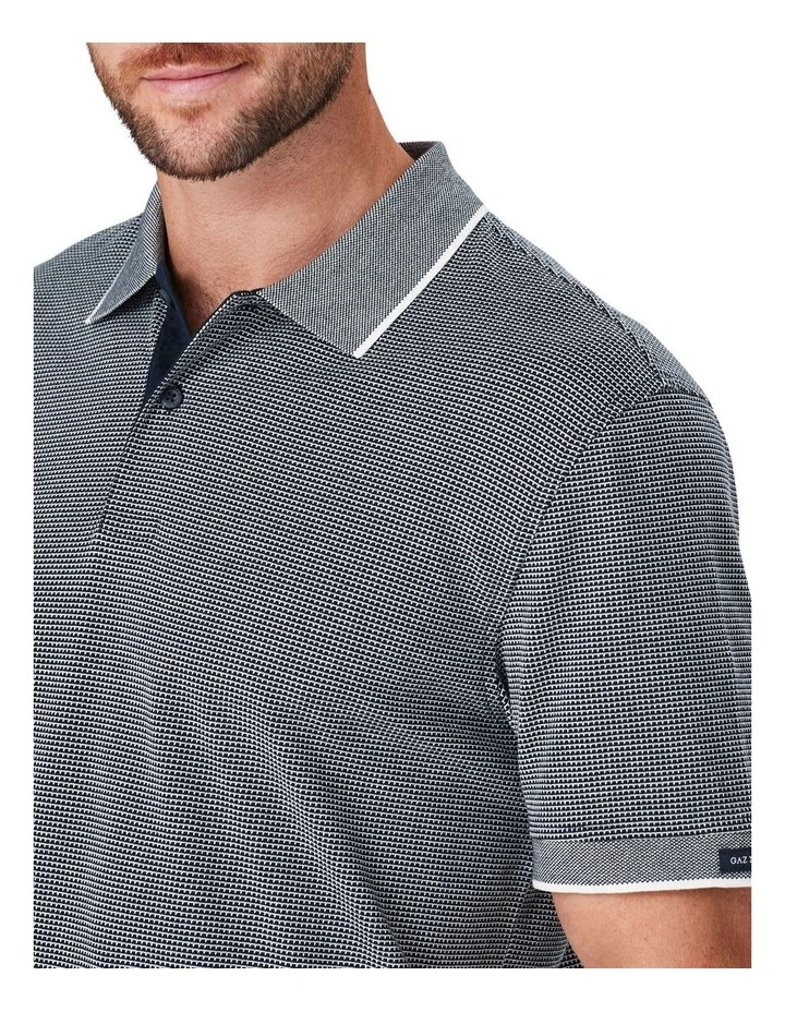 Smart Jacquard Polo in Navy