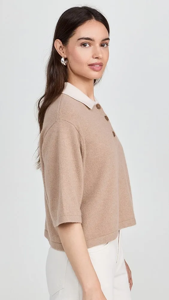 White + Warren   Cashmere Cropped Polo 